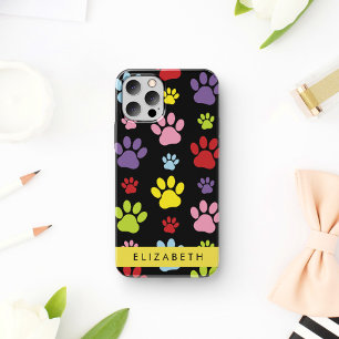 Colourful Paws, Paw Pattern, Dog Paws, Your Name iPhone 12 Pro Case