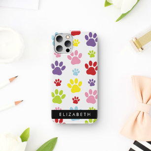 Colourful Paws, Paw Pattern, Dog Paws, Your Name iPhone 16 Case