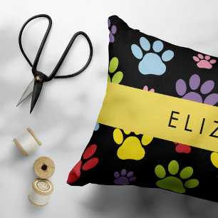 Colourful Paws, Paw Pattern, Dog Paws, Your Name Pillowcase