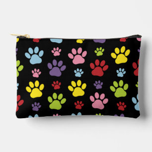 Colourful Paws, Paw Pattern, Paw Prints, Dog Paws Accessory Pouch