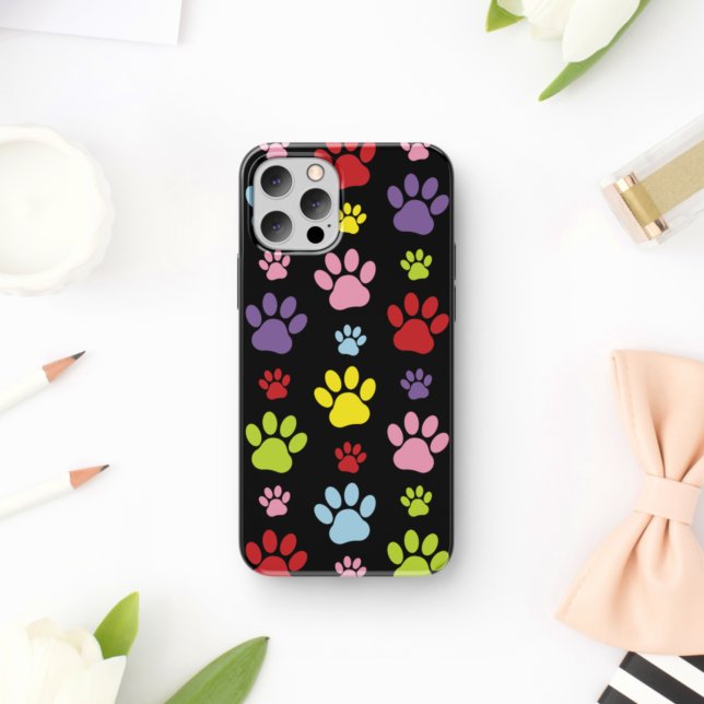 Colourful Paws, Paw Pattern, Paw Prints, Dog Paws Case-Mate iPhone Case (Creator Uploaded)