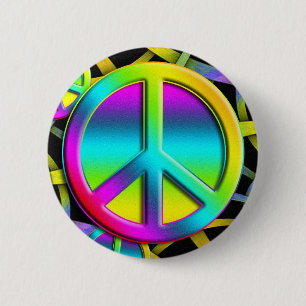 colourful PEACE 6 Cm Round Badge