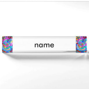 colourful peace and love nameplate