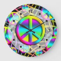Colourful Peace - clock face transparent