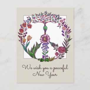 Colourful Peace Floral Cute Boho Hippie Wholesome Postcard