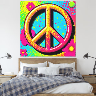 Colourful Peace & Love Vibe Canvas Print