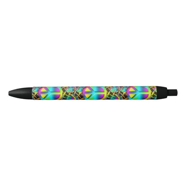 Colourful PEACE seamless pattern + your ideas Black Ink Pen (Front)