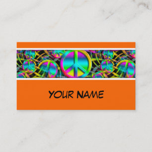 Colourful PEACE seamless pattern + your ideas Business Card