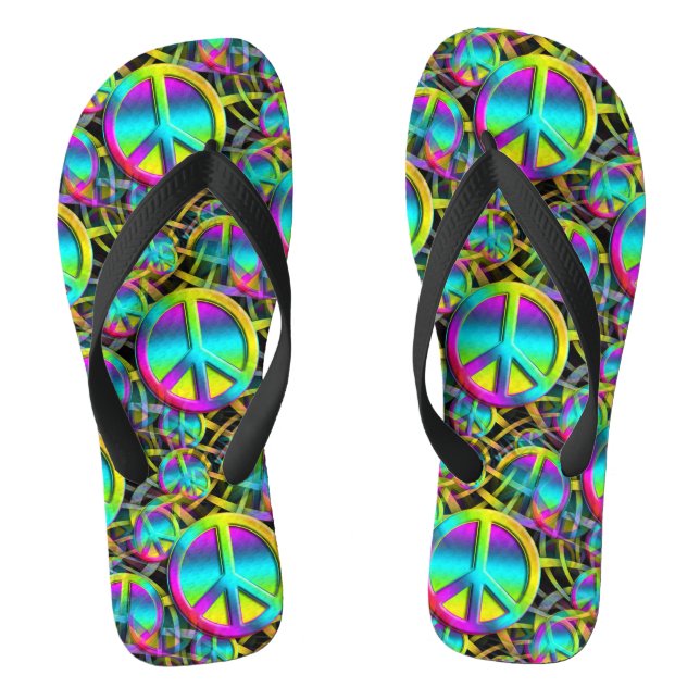 Colourful PEACE seamless pattern + your ideas Jandals (Footbed)