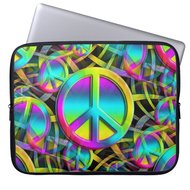 Colourful PEACE seamless pattern + your ideas Laptop Sleeve (Front)