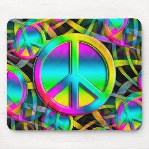 Colourful PEACE seamless pattern + your ideas Mouse Pad