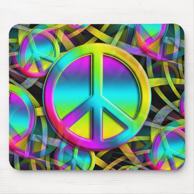 Colourful PEACE seamless pattern + your ideas Mouse Pad (Front)