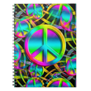 Colourful PEACE seamless pattern + your ideas Notebook