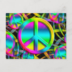 Colourful PEACE seamless pattern + your ideas Postcard