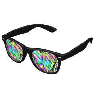 Colourful PEACE seamless pattern + your ideas Retro Sunglasses