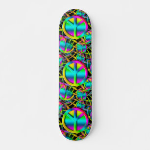 Colourful PEACE seamless pattern + your ideas Skateboard