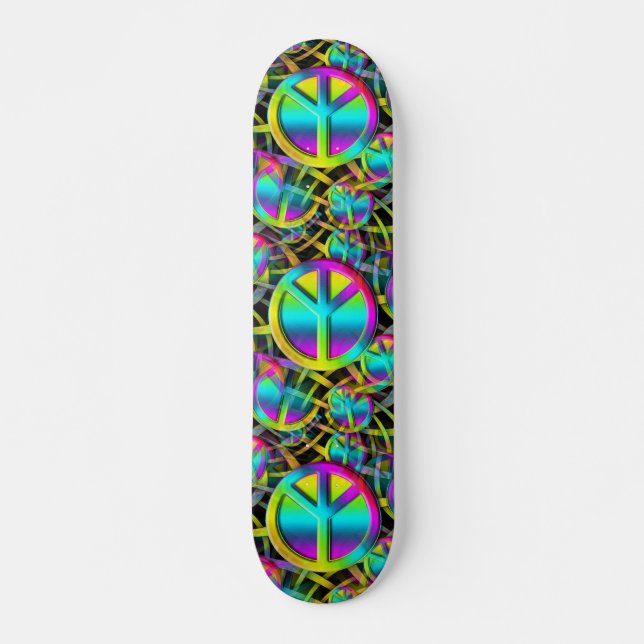 Colourful PEACE seamless pattern + your ideas Skateboard (Front)
