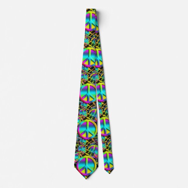 Colourful PEACE seamless pattern + your ideas Tie (Front)