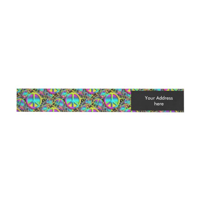 Colourful PEACE seamless pattern + your ideas Wraparound Address Label (Individual)