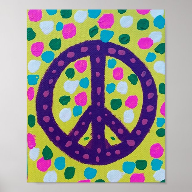 Colourful Peace Sign Acrylic Art (Front)