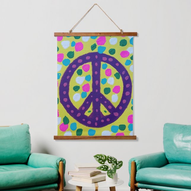 Colourful Peace Sign Acrylic Art Hanging Tapestry (Living Room)