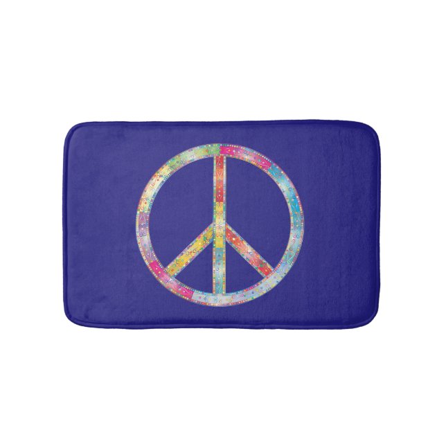 Colourful Peace Sign Bath Mat (Front)