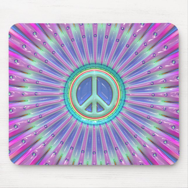 Colourful Peace Sign Burst Mouse Pad (Front)