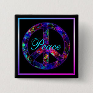 Colourful Peace Sign Button