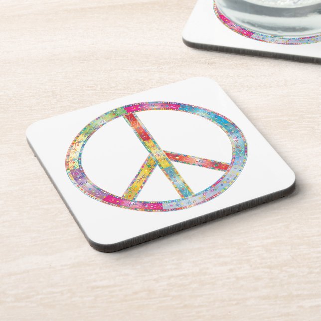 Colourful Peace Sign Coaster (Left Side)