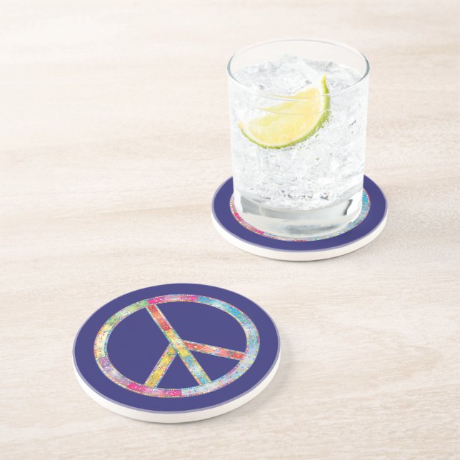 Colourful Peace Sign Coaster (Side)