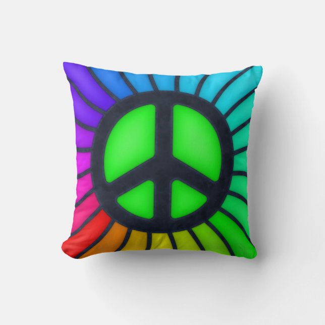 Colourful Peace Sign Cushion (Front)