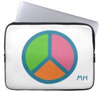 Colourful Peace Sign custom monogram laptop