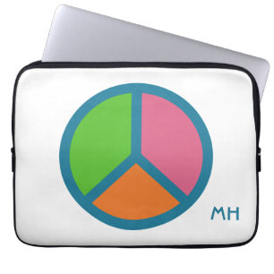 Colourful Peace Sign custom monogram laptop Sleeve