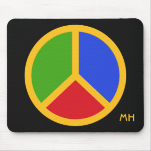 Colourful Peace Sign custom monogram mousepad