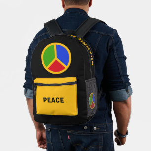 Colourful Peace Sign Custom Name Printed Backpack