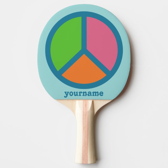 Colourful Peace Sign custom ping pong paddle (Front)