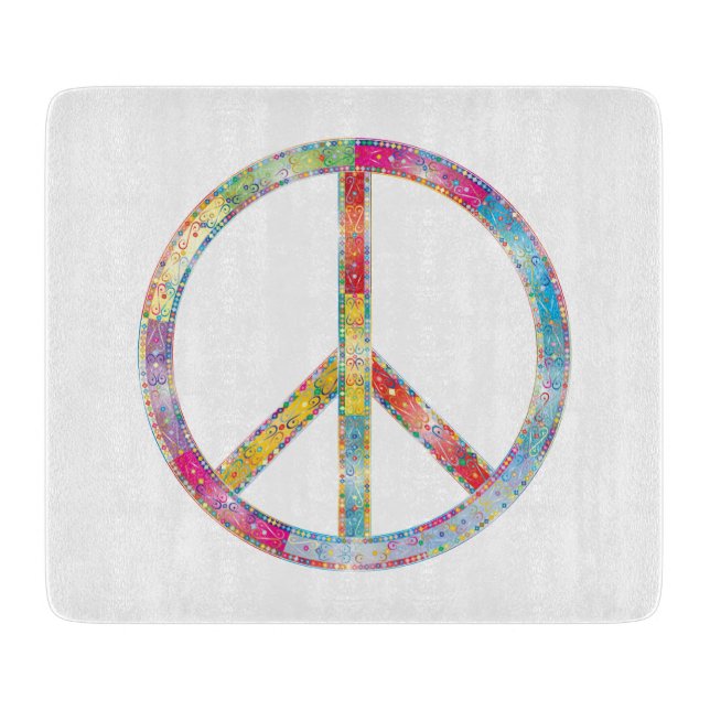 Colourful Peace Sign Cutting Board (Front)
