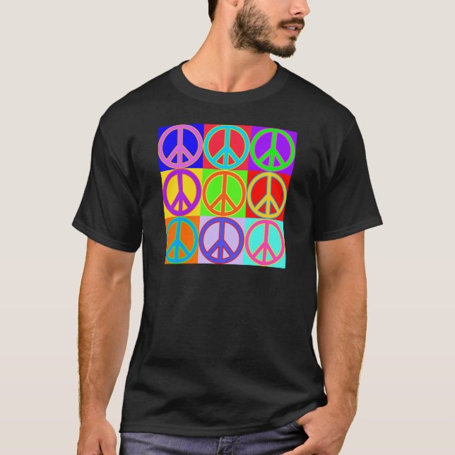 Colourful Peace Sign Design T-Shirt (Front)