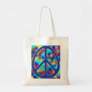 colourful peace sign design tote bag