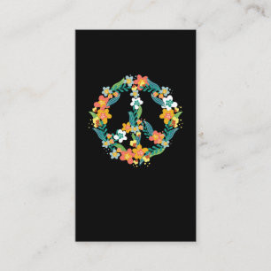 Colourful Peace Sign Flowers 60s 70s Hippie Business Card