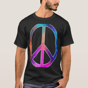 Colourful Peace Sign Geometric Rainbow Pattern 60s T-Shirt