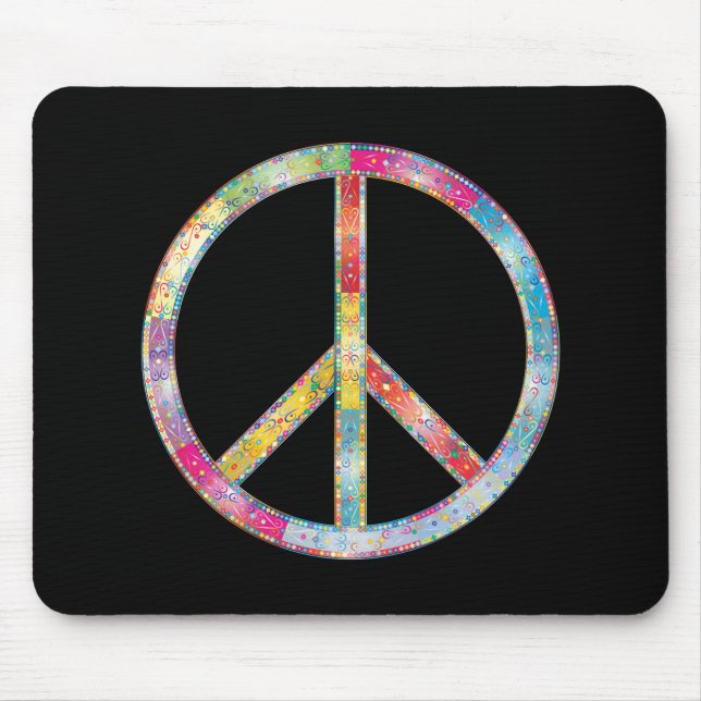 Colourful Peace Sign Mouse Pad (Front)