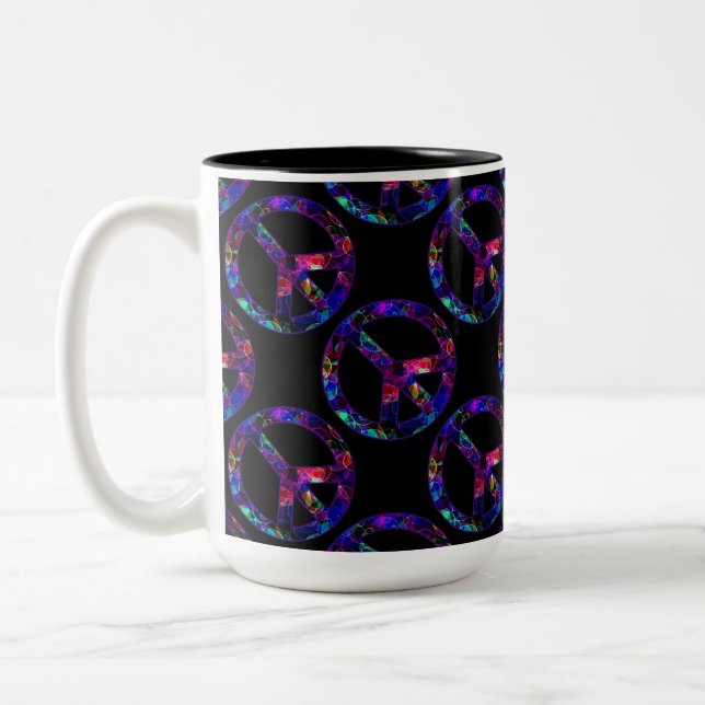 Colourful Peace Sign Pattern Mug (Left)