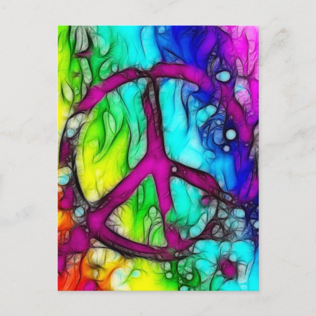 Colourful Peace Sign Postcard (Front)