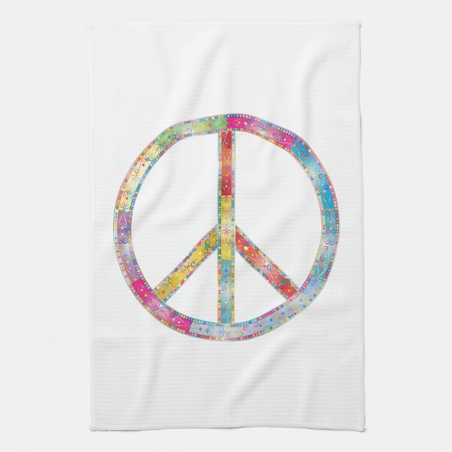 Colourful Peace Sign Tea Towel (Vertical)