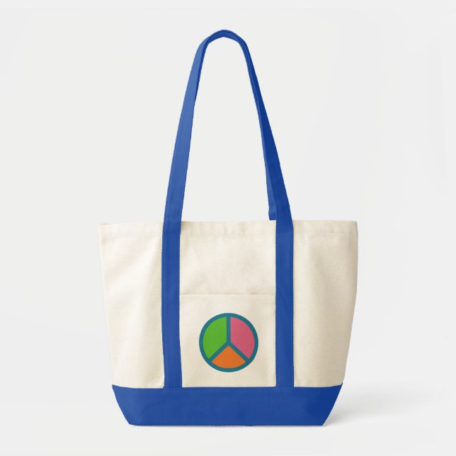 Colourful Peace Sign tote bags (Front)