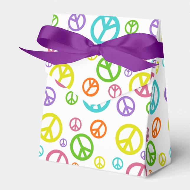 Colourful Peace Signs Favour Box (Front Side)