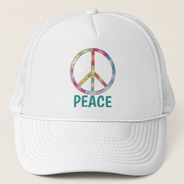 Colourful Peace Symbol Design Hat (Front)