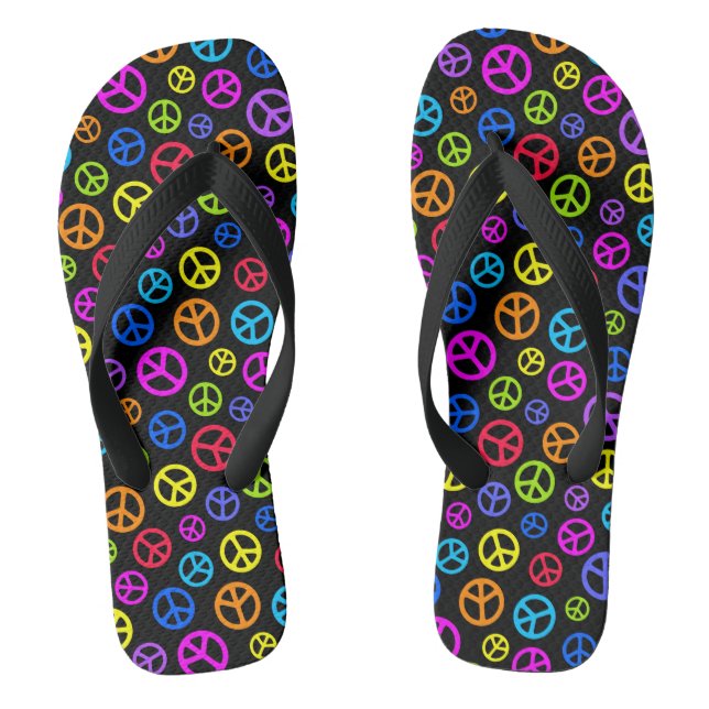 Colourful Peace Symbol Pattern Jandals (Footbed)