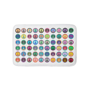 Colourful Peace Symbols Bath Mat